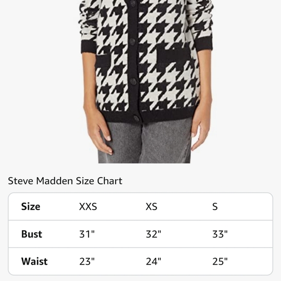 Steve Madden Black and White Houndstooth Cardigan - Picture 4 of 16